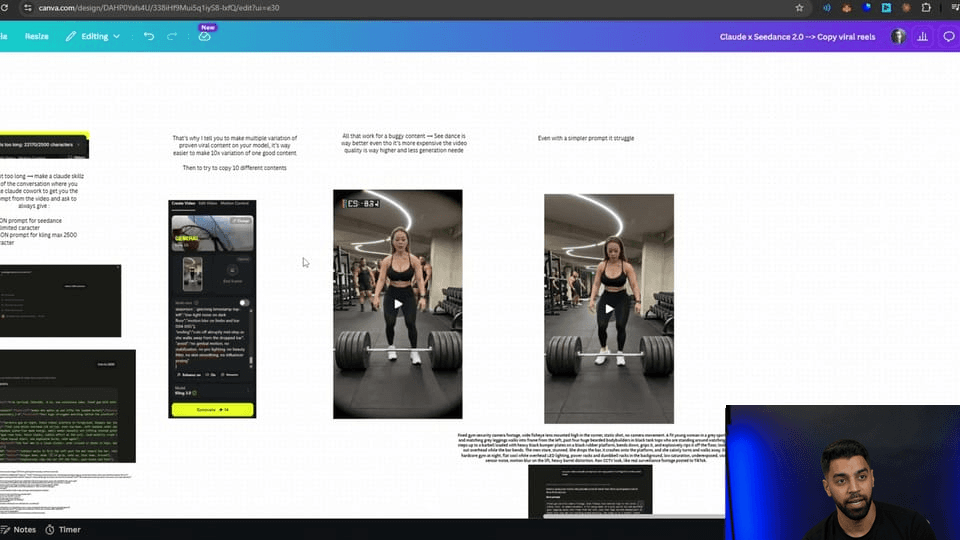 Bootcamp screenshot from the viral Reel recreation workflow